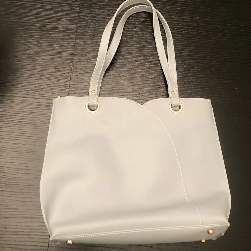 Mellow World Itzel Bag - Beautiful Dusty Blue Gray & Cream Two Tone Color Block - Picture 7 of 10